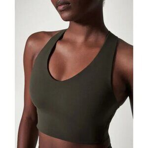 Spanx Longline Medium Impact Sports Bra in Dark Palm Green - Size Medium